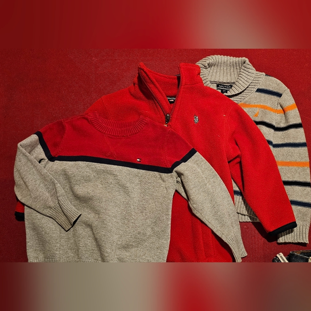 Lot of 3 Boys Nautica Tommy Hilfiger Polo sweaters